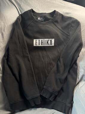 Ethika Black Crew Neck Fleece Sweatshirt with Box Logo